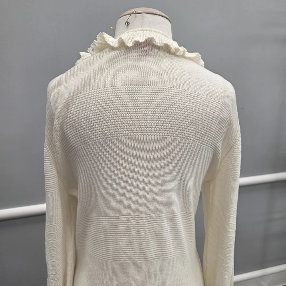 Elle Cream Ruffle Trim Cardigan - Picture 6 of 9